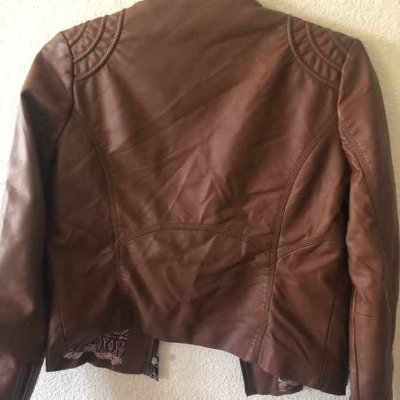 Jou Jou Faux Brown Leather Moto Jacket - Picture 8 of 8